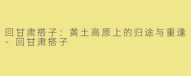 回甘肃搭子：黄土高原上的归途与重逢-回甘肃搭子