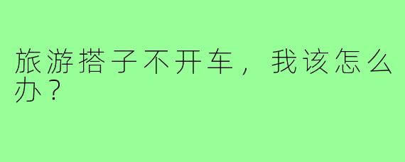 旅游搭子不开车，我该怎么办？