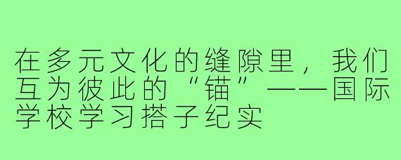 在多元文化的缝隙里，我们互为彼此的“锚”——国际学校学习搭子纪实