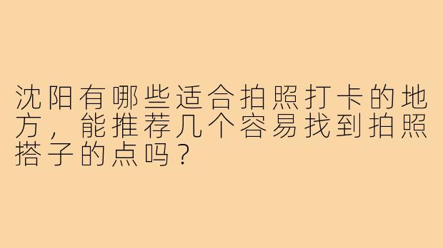 沈阳有哪些适合拍照打卡的地方,能推荐几个容易找到拍照搭子的点吗?