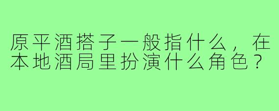 原平酒搭子一般指什么，在本地酒局里扮演什么角色？