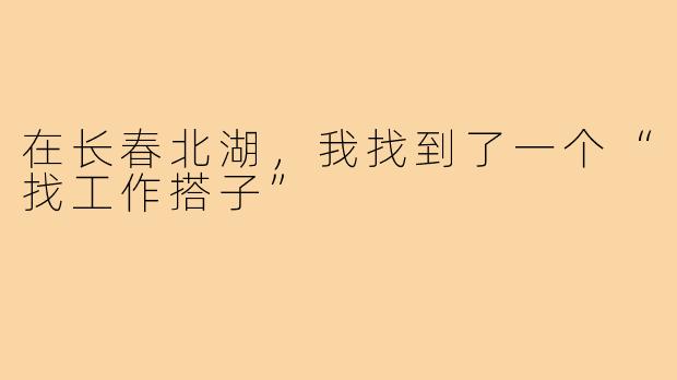 在长春北湖,我找到了一个“找工作搭子”