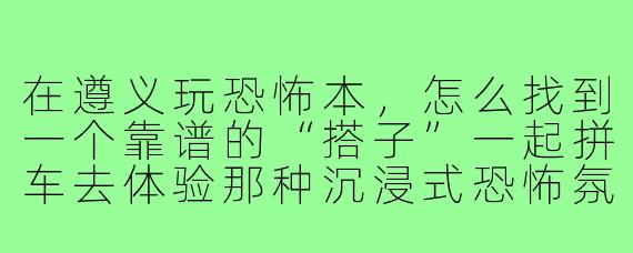 在遵义玩恐怖本，怎么找到一个靠谱的“搭子”一起拼车去体验那种沉浸式恐怖氛围？