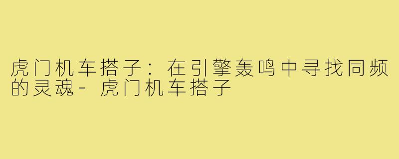 虎门机车搭子：在引擎轰鸣中寻找同频的灵魂-虎门机车搭子