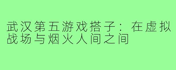 武汉第五游戏搭子:在虚拟战场与烟火人间之间