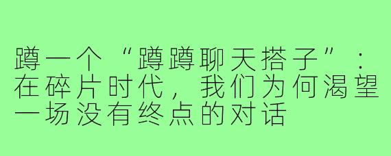 蹲一个“蹲蹲聊天搭子”:在碎片时代,我们为何渴望一场没有终点的对话