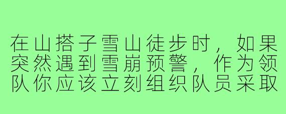 在山搭子雪山徒步时，如果突然遇到雪崩预警，作为领队你应该立刻组织队员采取哪三项关键行动？