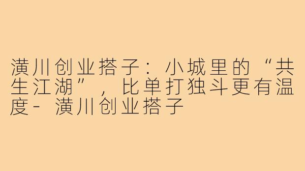 潢川创业搭子：小城里的“共生江湖”，比单打独斗更有温度-潢川创业搭子