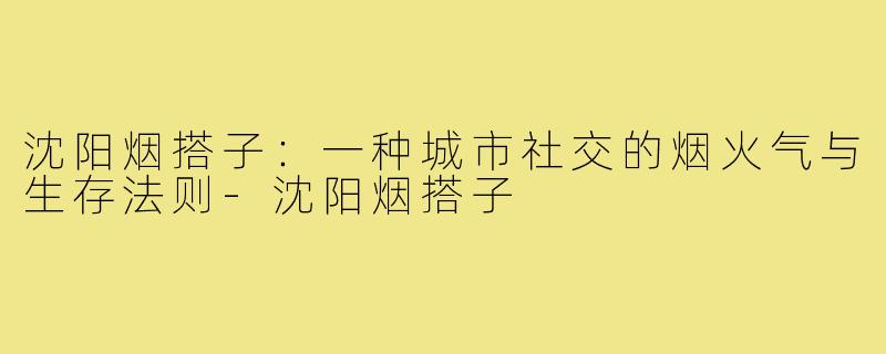 沈阳烟搭子:一种城市社交的烟火气与生存法则-沈阳烟搭子