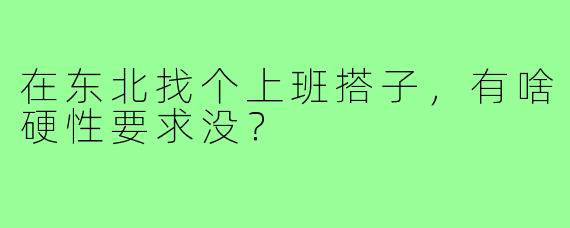 在东北找个上班搭子，有啥硬性要求没？