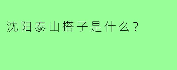 沈阳泰山搭子是什么?