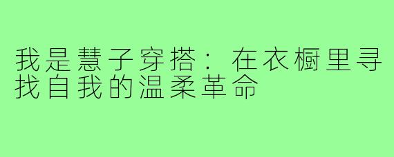 我是慧子穿搭：在衣橱里寻找自我的温柔革命