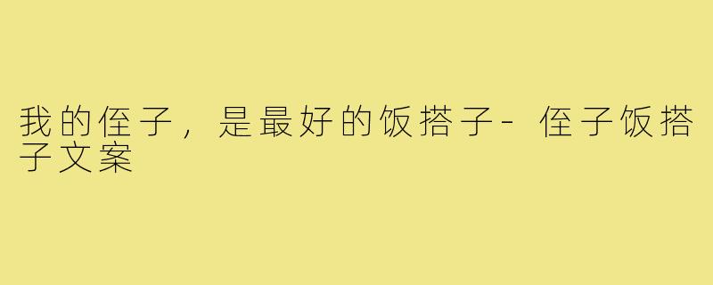 我的侄子，是最好的饭搭子-侄子饭搭子文案