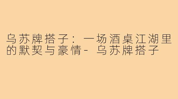 乌苏牌搭子：一场酒桌江湖里的默契与豪情-乌苏牌搭子