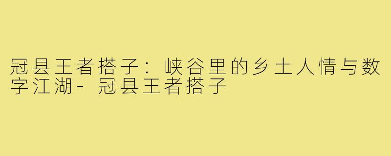 冠县王者搭子：峡谷里的乡土人情与数字江湖-冠县王者搭子