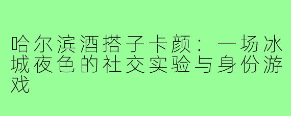 哈尔滨酒搭子卡颜:一场冰城夜色的社交实验与身份游戏