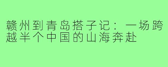 赣州到青岛搭子记：一场跨越半个中国的山海奔赴