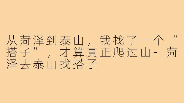 从菏泽到泰山，我找了一个“搭子”，才算真正爬过山-菏泽去泰山找搭子