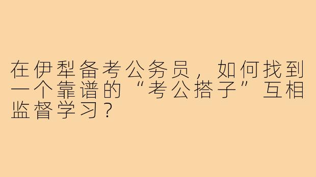在伊犁备考公务员，如何找到一个靠谱的“考公搭子”互相监督学习？