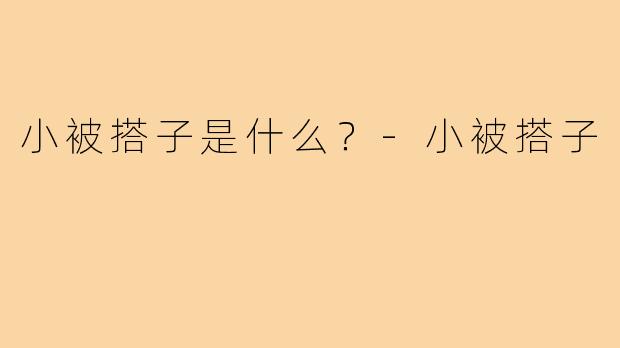 小被搭子是什么?-小被搭子