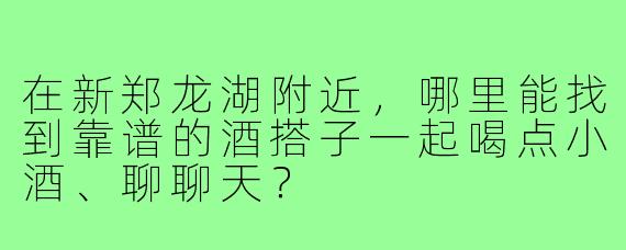 在新郑龙湖附近，哪里能找到靠谱的酒搭子一起喝点小酒、聊聊天？