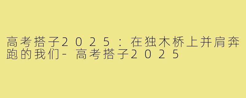 高考搭子2025:在独木桥上并肩奔跑的我们-高考搭子2025