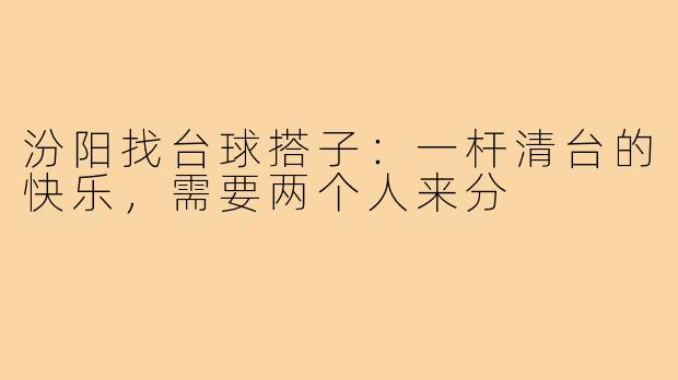 汾阳找台球搭子：一杆清台的快乐，需要两个人来分
