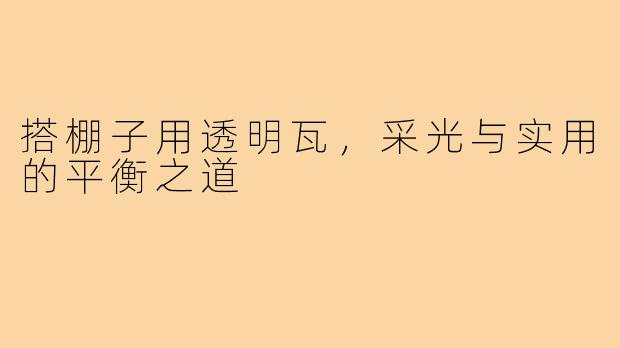 搭棚子用透明瓦,采光与实用的平衡之道