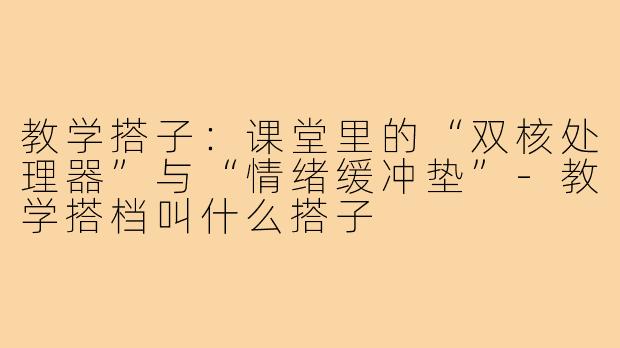 教学搭子：课堂里的“双核处理器”与“情绪缓冲垫”-教学搭档叫什么搭子