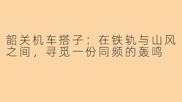 韶关机车搭子：在铁轨与山风之间，寻觅一份同频的轰鸣