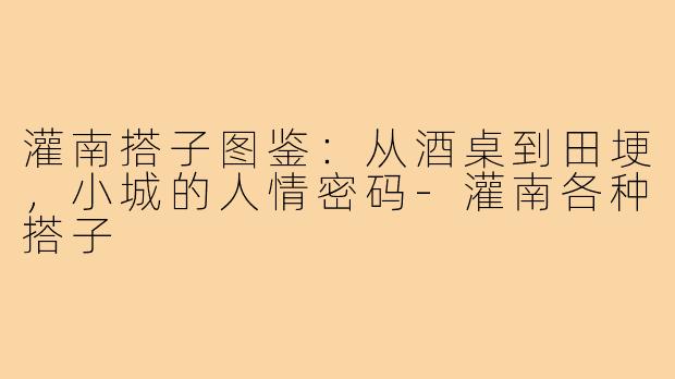 灌南搭子图鉴：从酒桌到田埂，小城的人情密码-灌南各种搭子