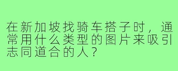 在新加坡找骑车搭子时，通常用什么类型的图片来吸引志同道合的人？