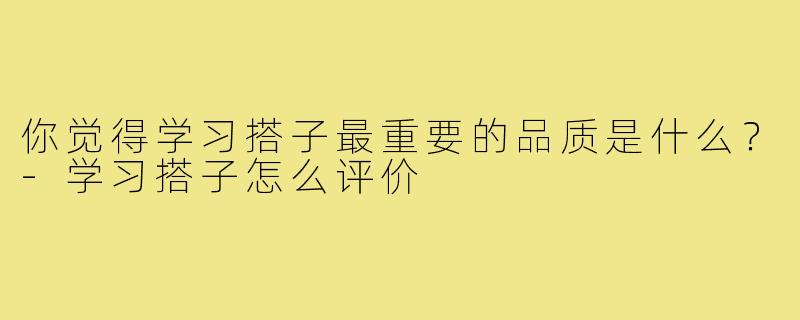 你觉得学习搭子最重要的品质是什么?-学习搭子怎么评价