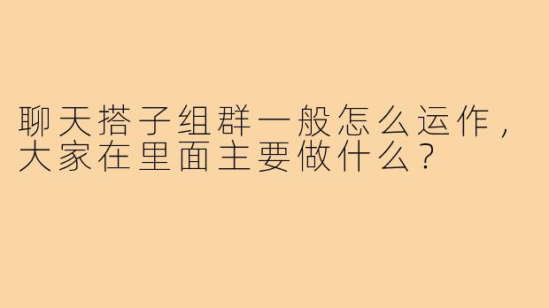 聊天搭子组群一般怎么运作，大家在里面主要做什么？