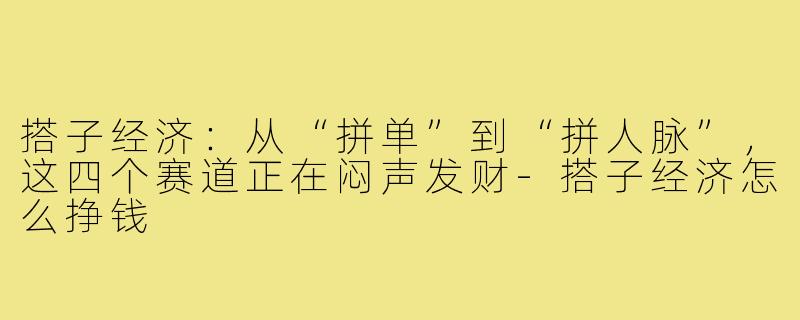搭子经济:从“拼单”到“拼人脉”,这四个赛道正在闷声发财-搭子经济怎么挣钱