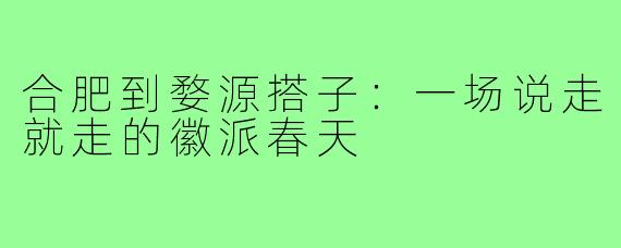合肥到婺源搭子:一场说走就走的徽派春天