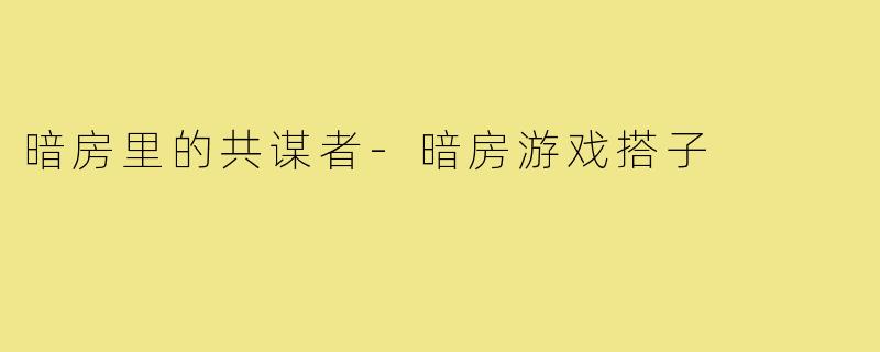 暗房里的共谋者-暗房游戏搭子