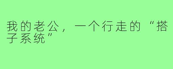 我的老公，一个行走的“搭子系统”