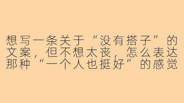 想写一条关于“没有搭子”的文案,但不想太丧,怎么表达那种“一个人也挺好”的感觉?