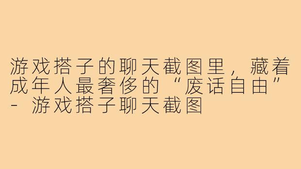 游戏搭子的聊天截图里，藏着成年人最奢侈的“废话自由”-游戏搭子聊天截图