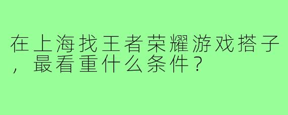 在上海找王者荣耀游戏搭子,最看重什么条件?