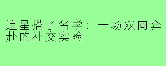追星搭子名学:一场双向奔赴的社交实验