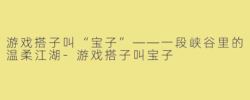 游戏搭子叫“宝子”——一段峡谷里的温柔江湖-游戏搭子叫宝子