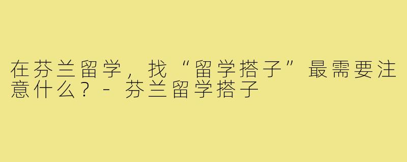 在芬兰留学,找“留学搭子”最需要注意什么?-芬兰留学搭子