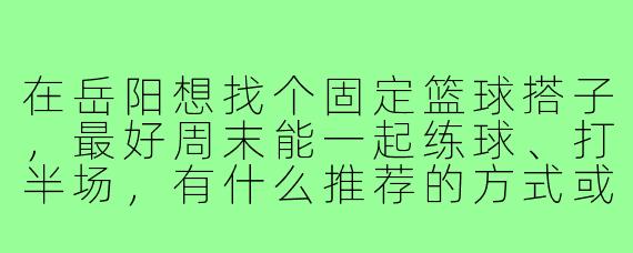 在岳阳想找个固定篮球搭子，最好周末能一起练球、打半场，有什么推荐的方式或地点吗？