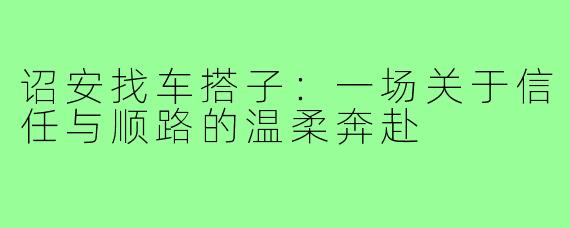 诏安找车搭子:一场关于信任与顺路的温柔奔赴