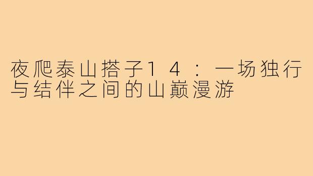 夜爬泰山搭子14：一场独行与结伴之间的山巅漫游