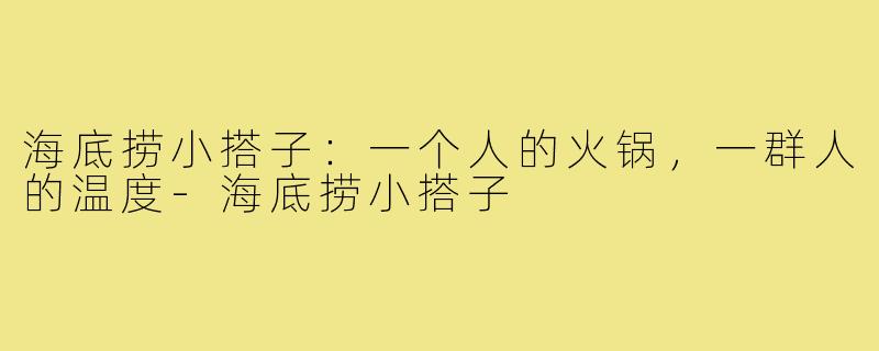 海底捞小搭子:一个人的火锅,一群人的温度-海底捞小搭子