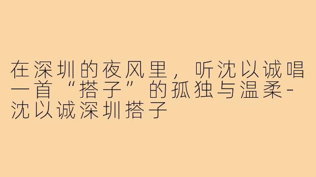 在深圳的夜风里，听沈以诚唱一首“搭子”的孤独与温柔-沈以诚深圳搭子