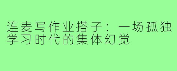 连麦写作业搭子：一场孤独学习时代的集体幻觉